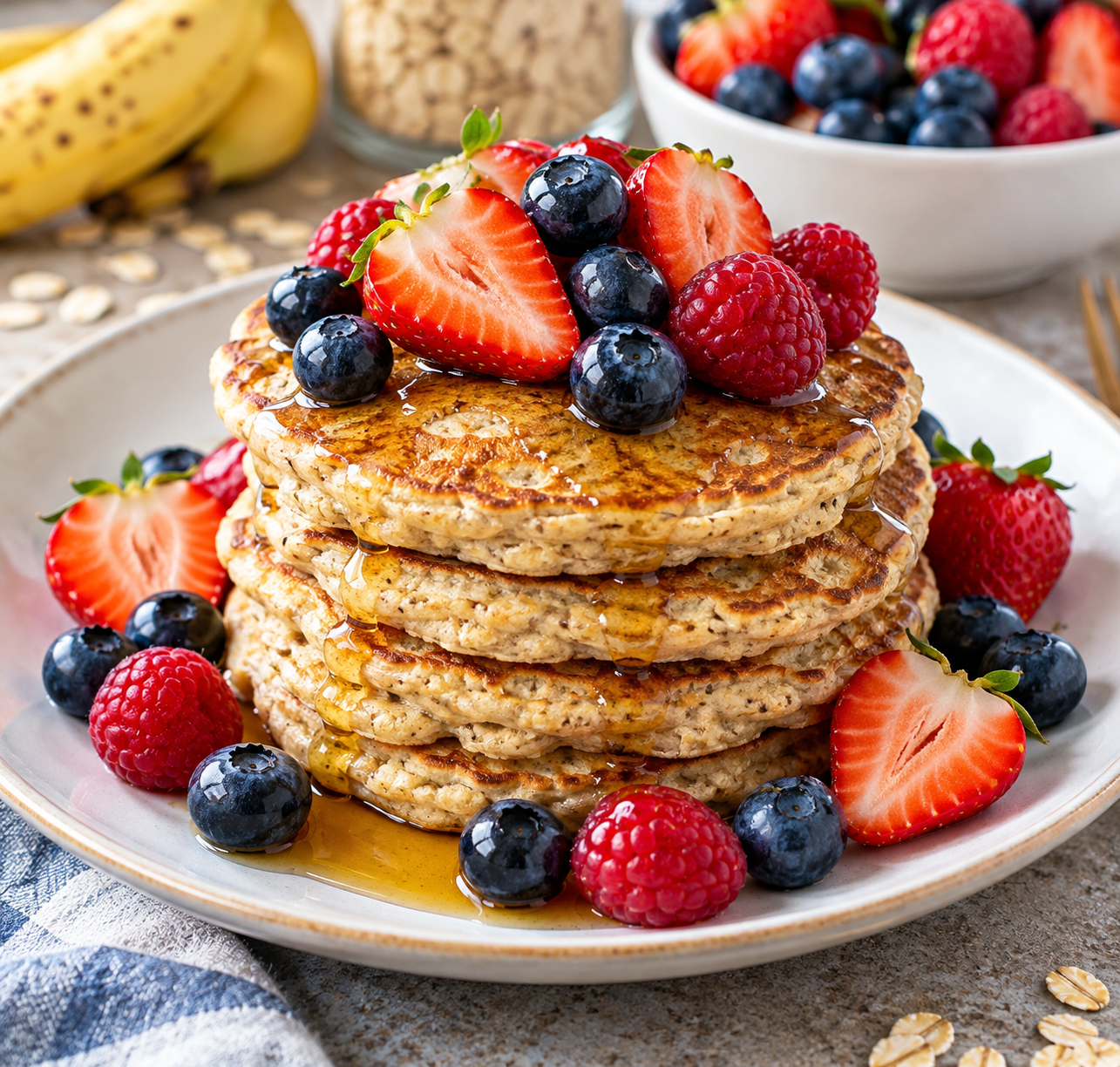 Fluffy Oat Pancakes with Whisked Egg Whites