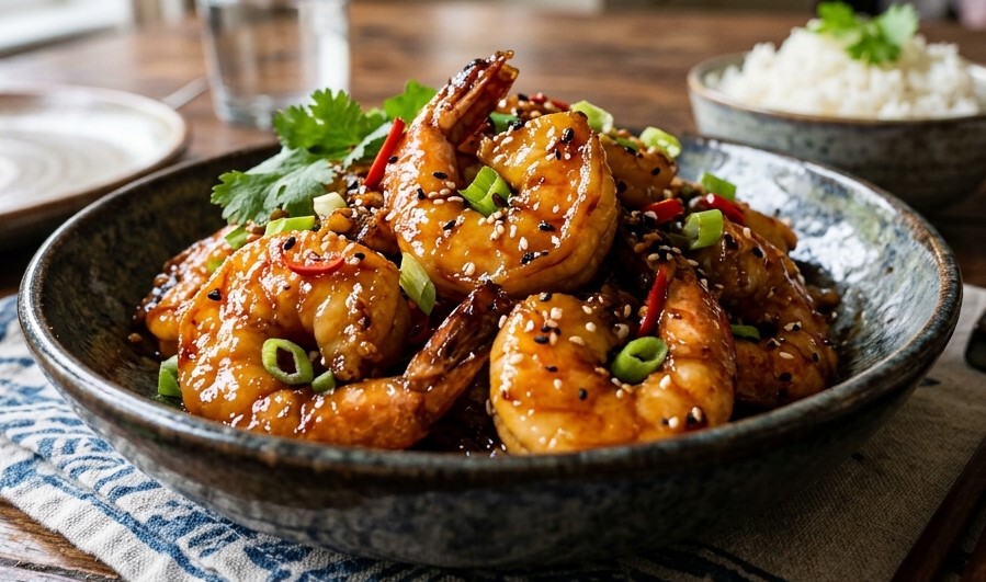 Sticky Honey Prawns