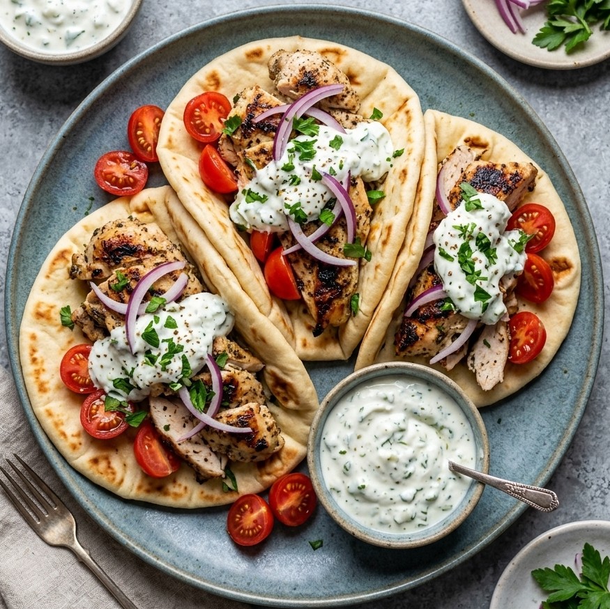 Easy Homemade Greek Chicken Gyros with Quick Tzatziki