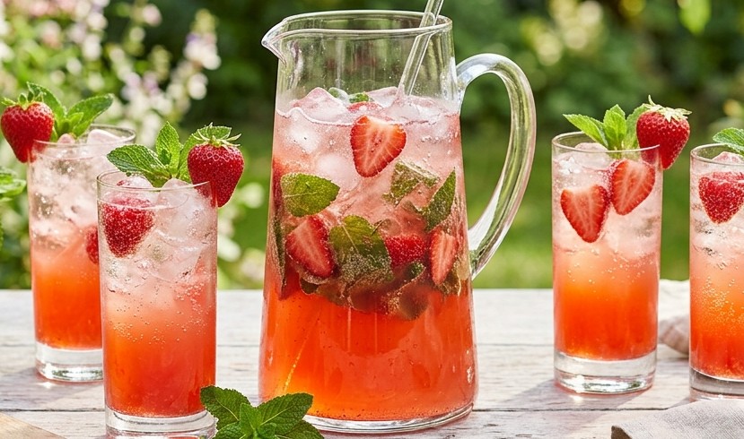 Sparkling Strawberry Mint Cooler 